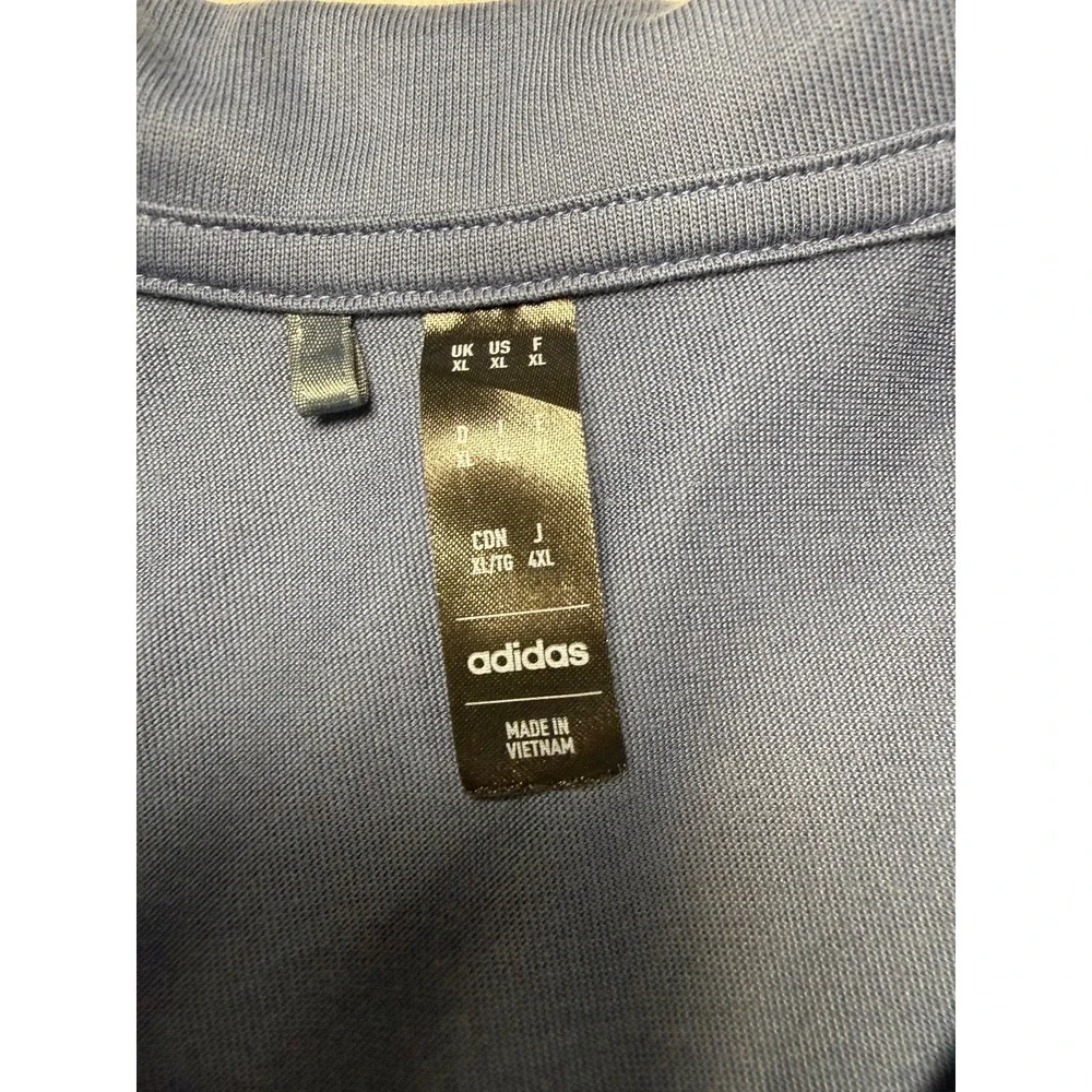Adidas Men's XL Polo Shirt Blue Navy Stripe Short Sleeve Golf Casual Performance - Picture 4 of 7